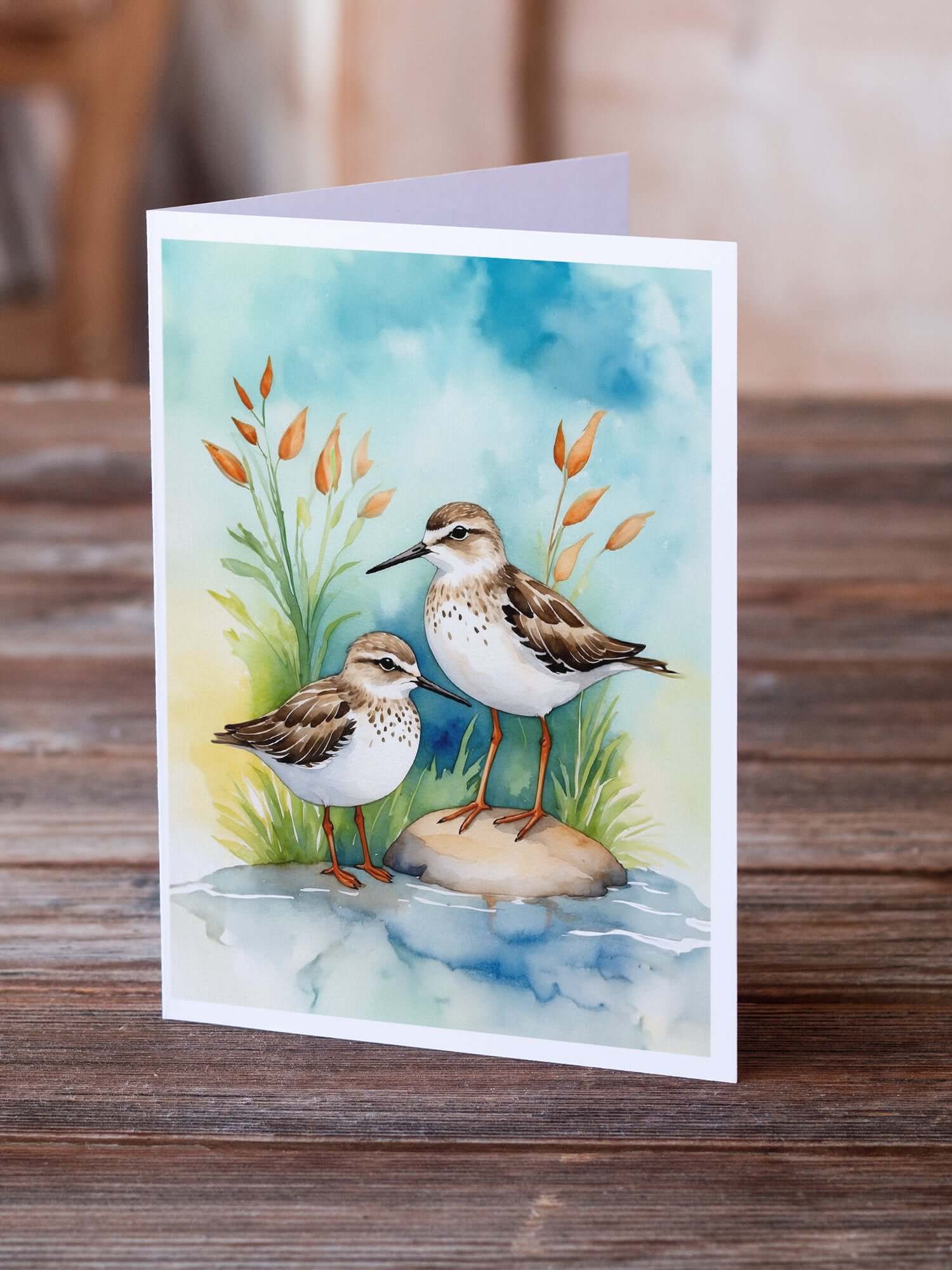 Sandpipers Bird Greeting Cards Pack of 8 Blank Cards with Envelopes Whimsical A7 Size 5x7