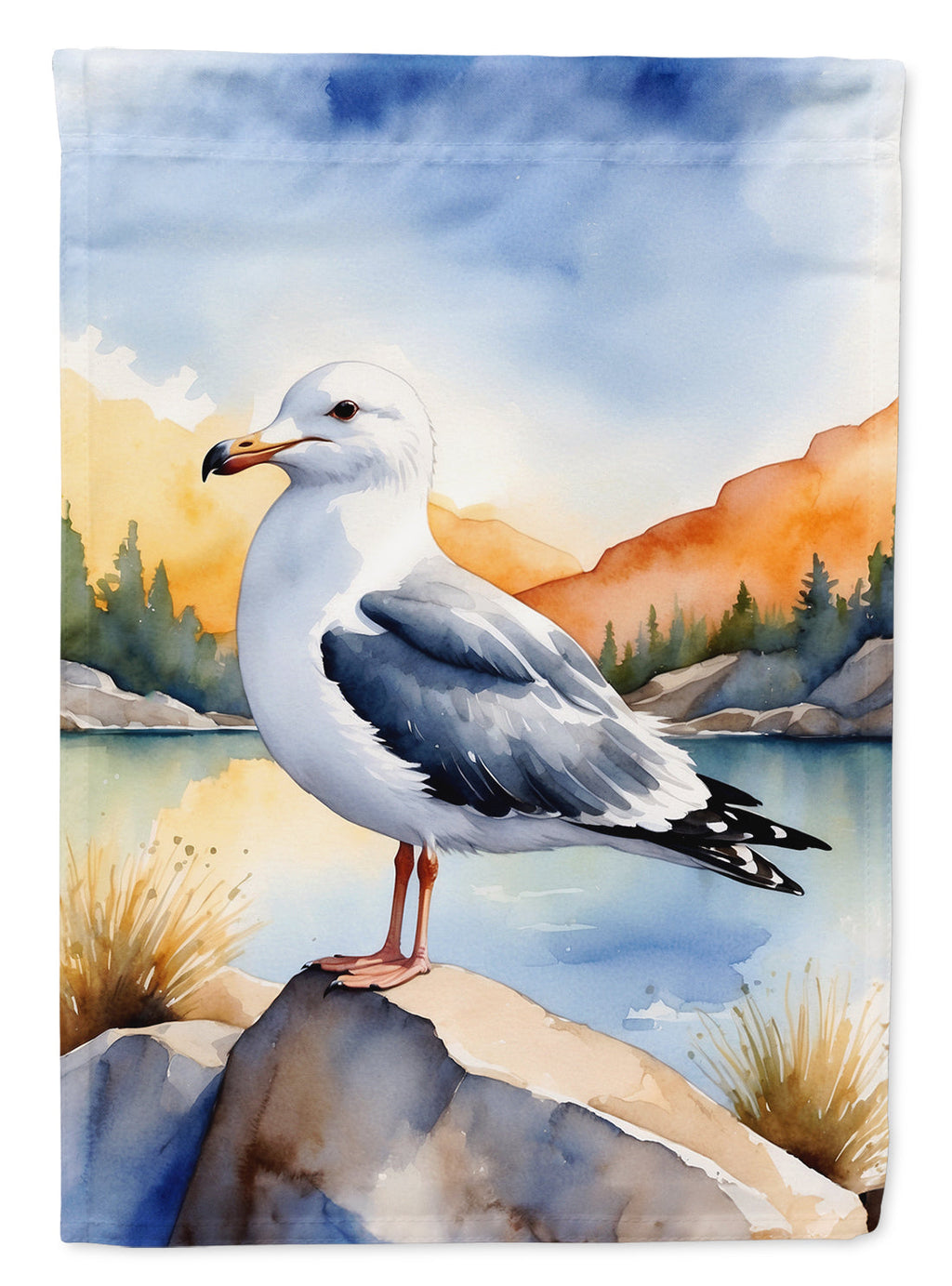 Seagull Bird House Flag 28x40 Porch Sleeve Pole Decorative Outside Yard Banner Artwork Wall Hanging, Polyester