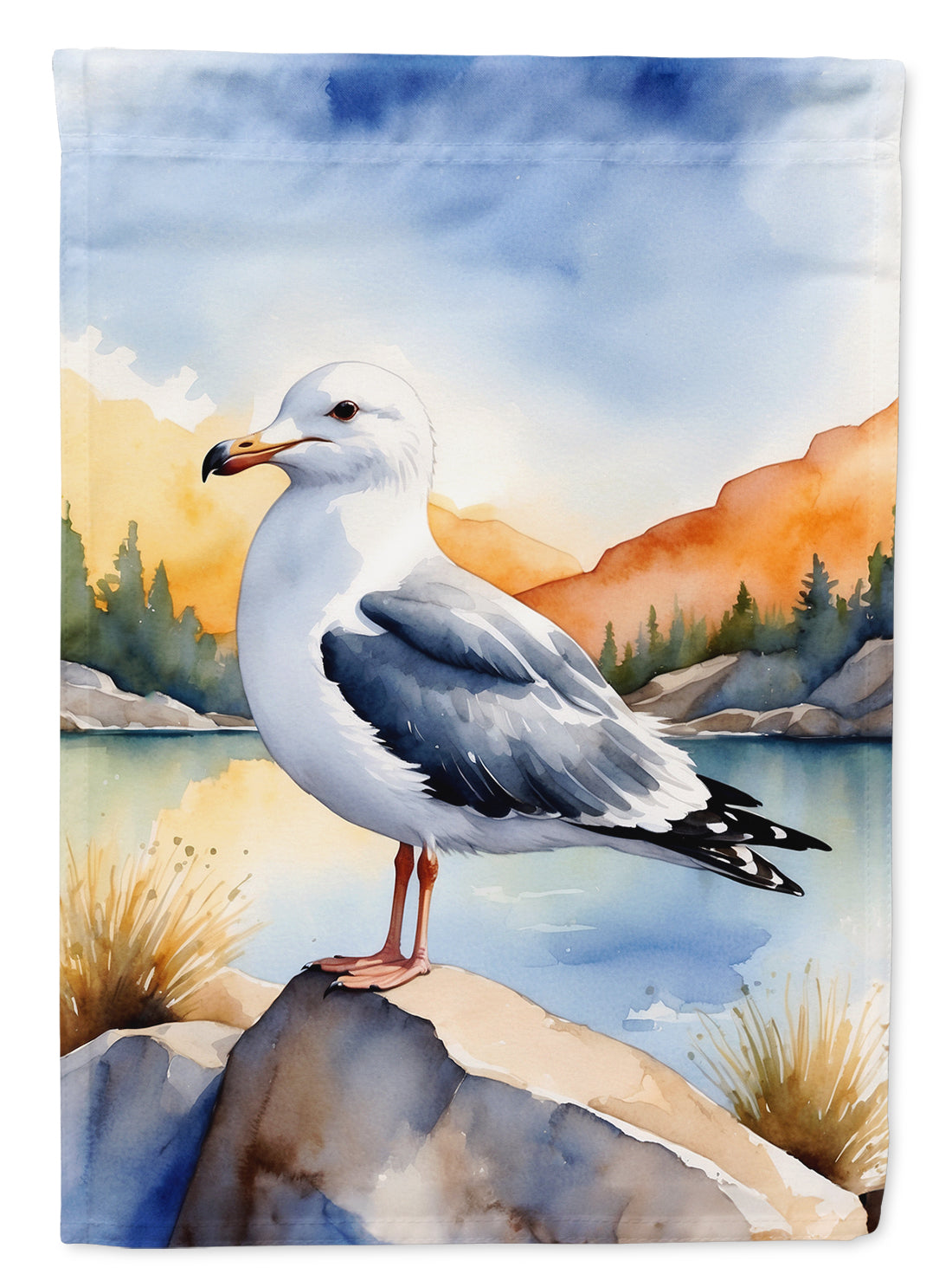 Seagull Bird House Flag 28x40 Porch Sleeve Pole Decorative Outside Yard Banner Artwork Wall Hanging, Polyester