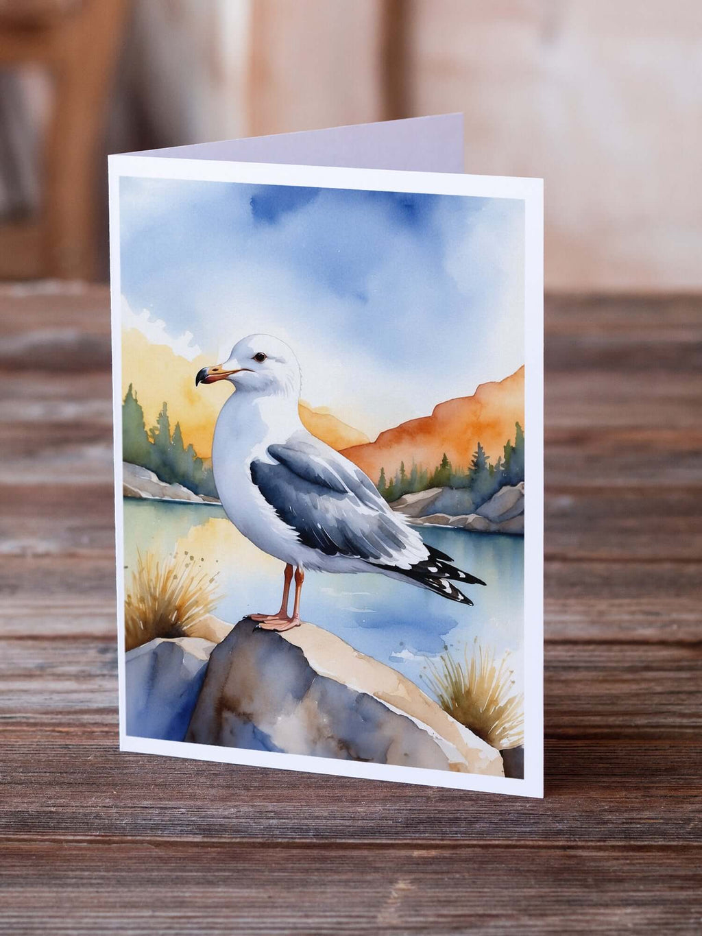 Seagull Bird Greeting Cards Pack of 8 Blank Cards with Envelopes Whimsical A7 Size 5x7