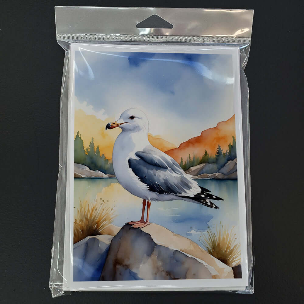 Seagull Bird Greeting Cards Pack of 8 Blank Cards with Envelopes Whimsical A7 Size 5x7