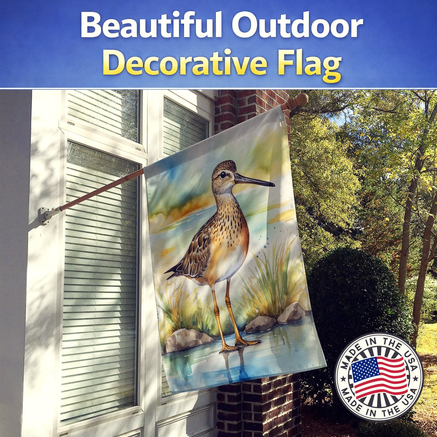 Short-billed Dowitcher Bird House Flag 28x40 Porch Sleeve Pole Decorative Outside Yard Banner Artwork Wall Hanging, Polyester