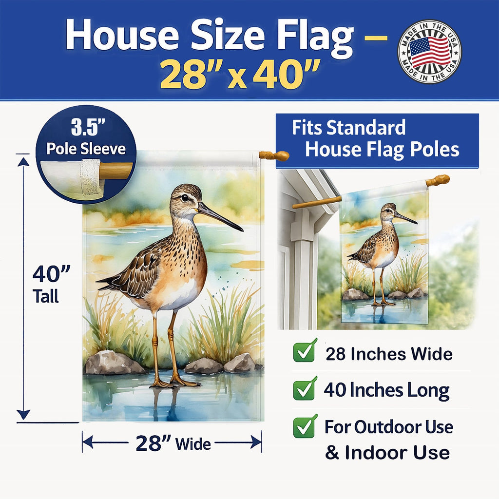 Short-billed Dowitcher Bird House Flag 28x40 Porch Sleeve Pole Decorative Outside Yard Banner Artwork Wall Hanging, Polyester