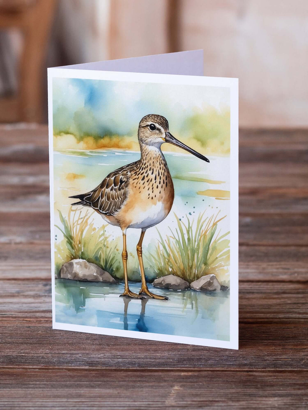 Short-billed Dowitcher Bird Greeting Cards Pack of 8 Blank Cards with Envelopes Whimsical A7 Size 5x7