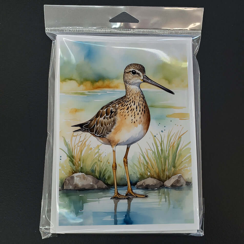 Short-billed Dowitcher Bird Greeting Cards Pack of 8 Blank Cards with Envelopes Whimsical A7 Size 5x7