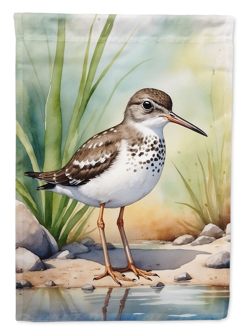Spotted Sandpiper Bird House Flag 28x40 Porch Sleeve Pole Decorative Outside Yard Banner Artwork Wall Hanging, Polyester