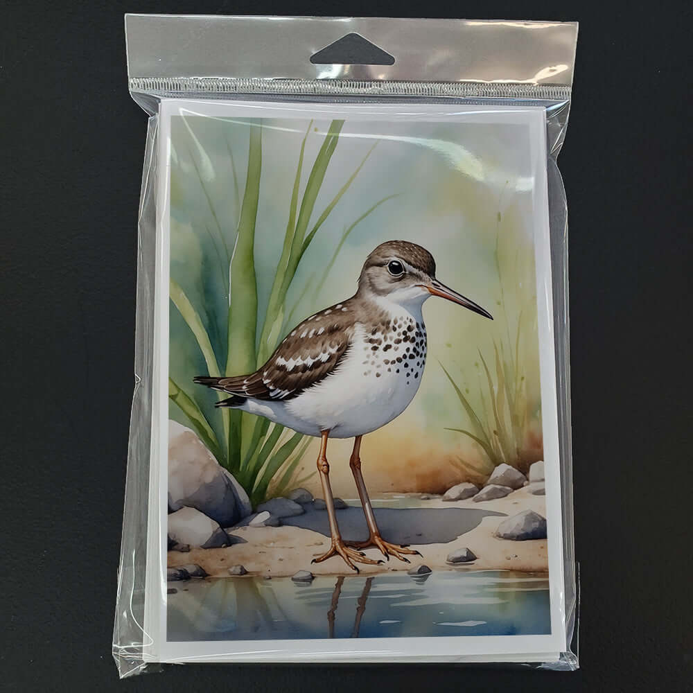 Spotted Sandpiper Bird Greeting Cards Pack of 8 Blank Cards with Envelopes Whimsical A7 Size 5x7