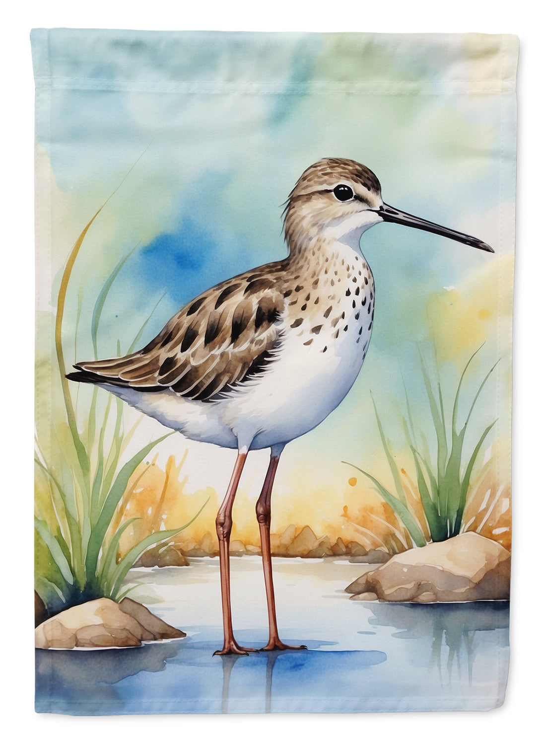 Stilt Sandpiper Bird House Flag 28x40 Porch Sleeve Pole Decorative Outside Yard Banner Artwork Wall Hanging, Polyester