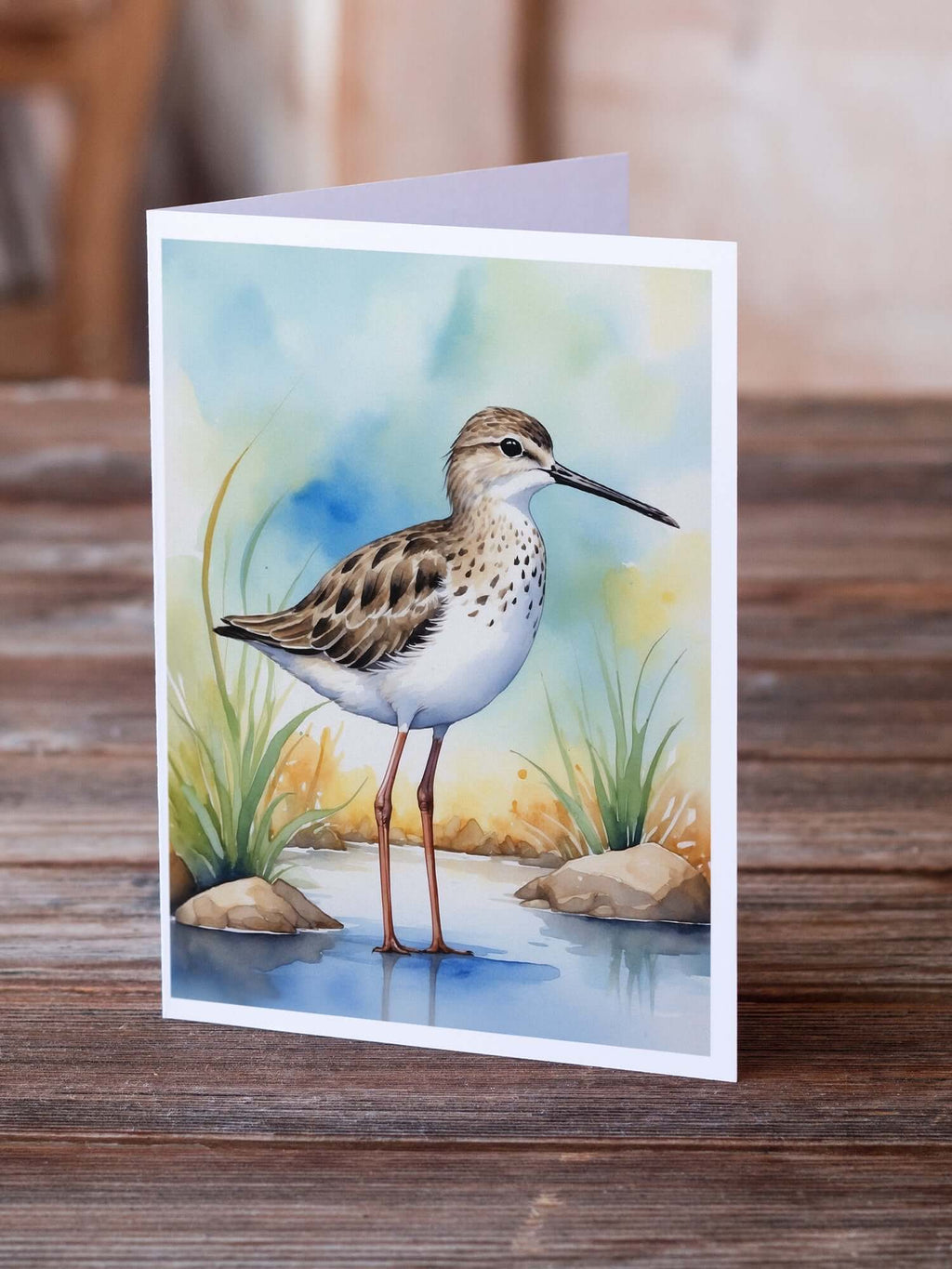 Stilt Sandpiper Bird Greeting Cards Pack of 8 Blank Cards with Envelopes Whimsical A7 Size 5x7