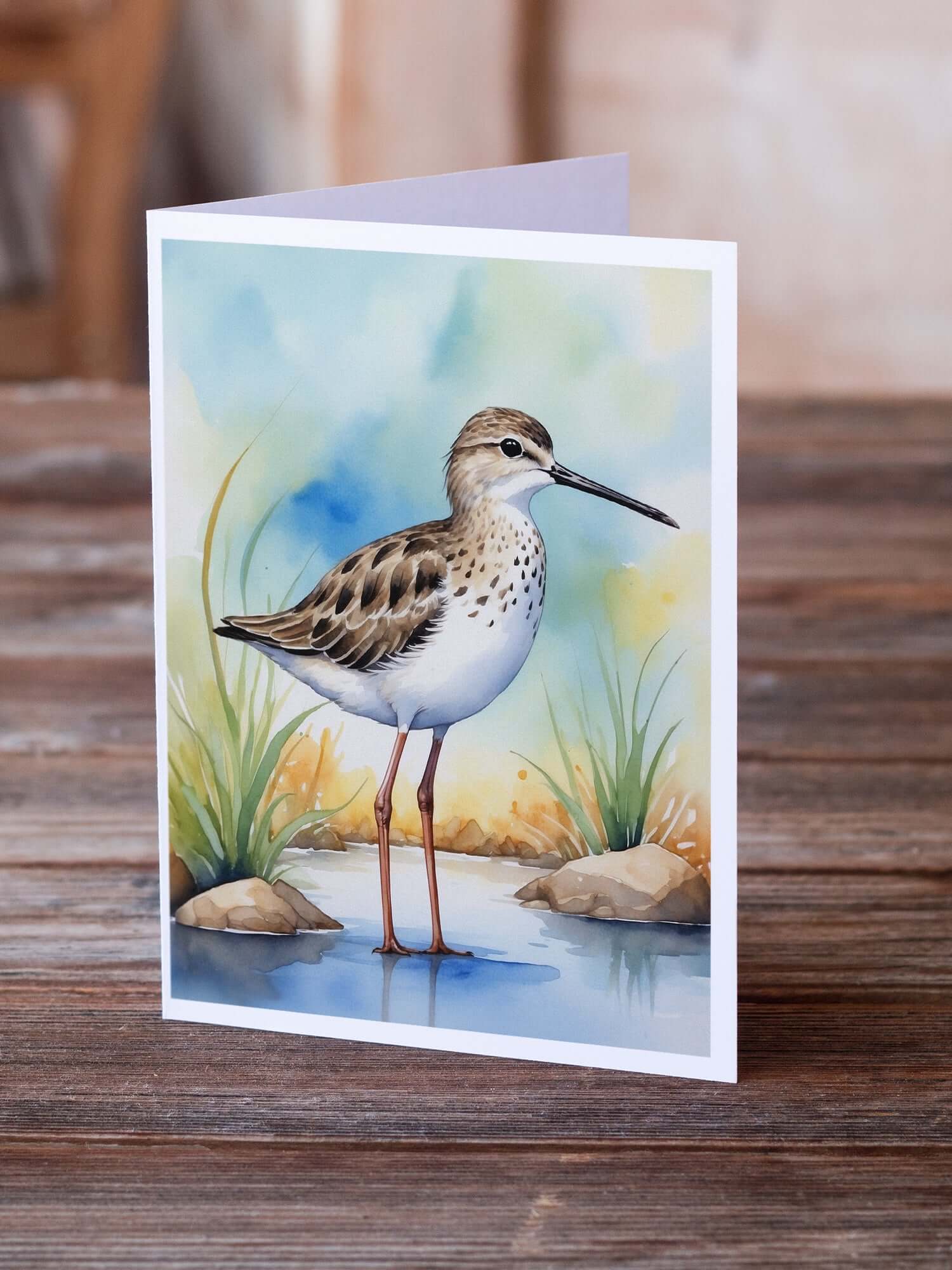 Stilt Sandpiper Bird Greeting Cards Pack of 8 Blank Cards with Envelopes Whimsical A7 Size 5x7