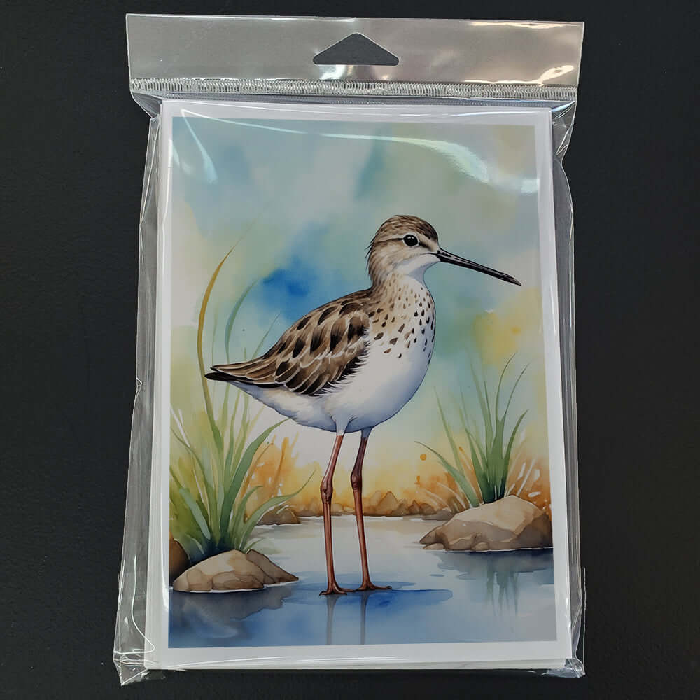 Stilt Sandpiper Bird Greeting Cards Pack of 8 Blank Cards with Envelopes Whimsical A7 Size 5x7