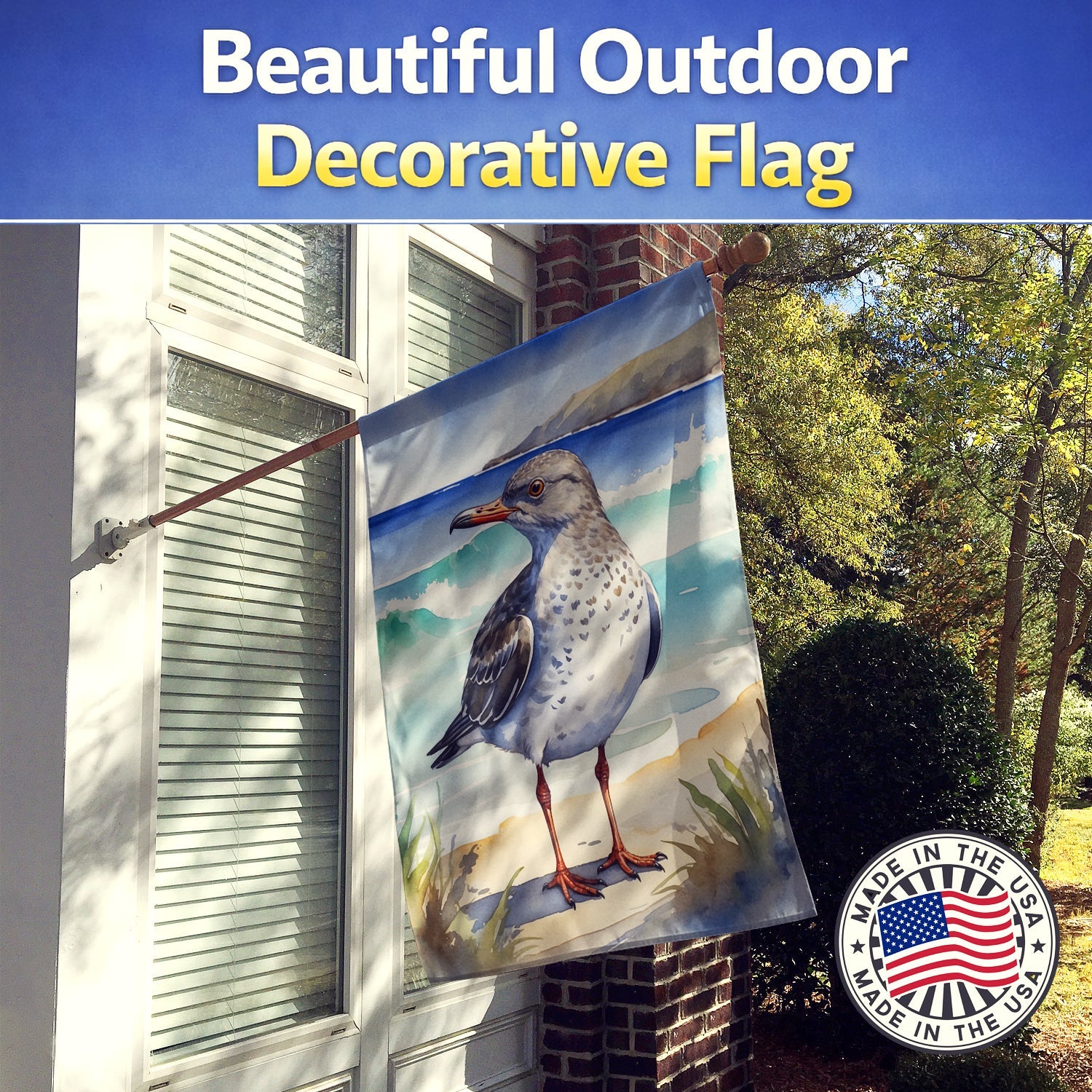 Surfbird Bird House Flag 28x40 Porch Sleeve Pole Decorative Outside Yard Banner Artwork Wall Hanging, Polyester