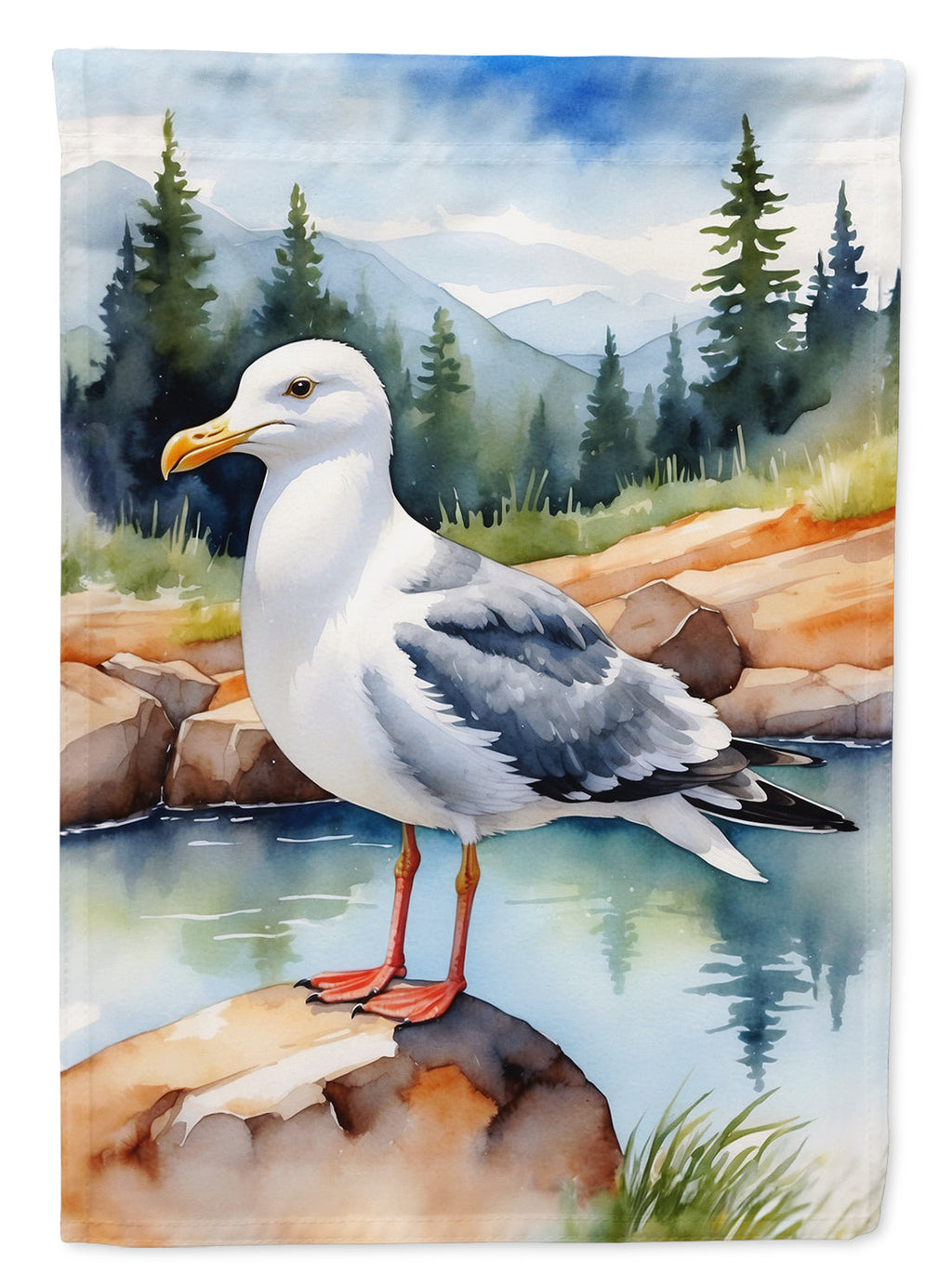 Western Gull Bird House Flag 28x40 Porch Sleeve Pole Decorative Outside Yard Banner Artwork Wall Hanging, Polyester