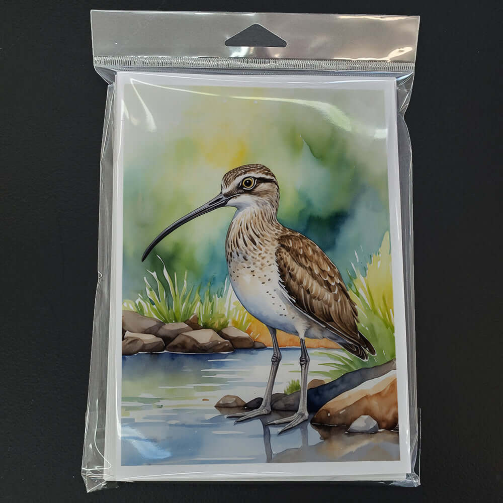 Whimbrel Bird Greeting Cards Pack of 8 Blank Cards with Envelopes Whimsical A7 Size 5x7