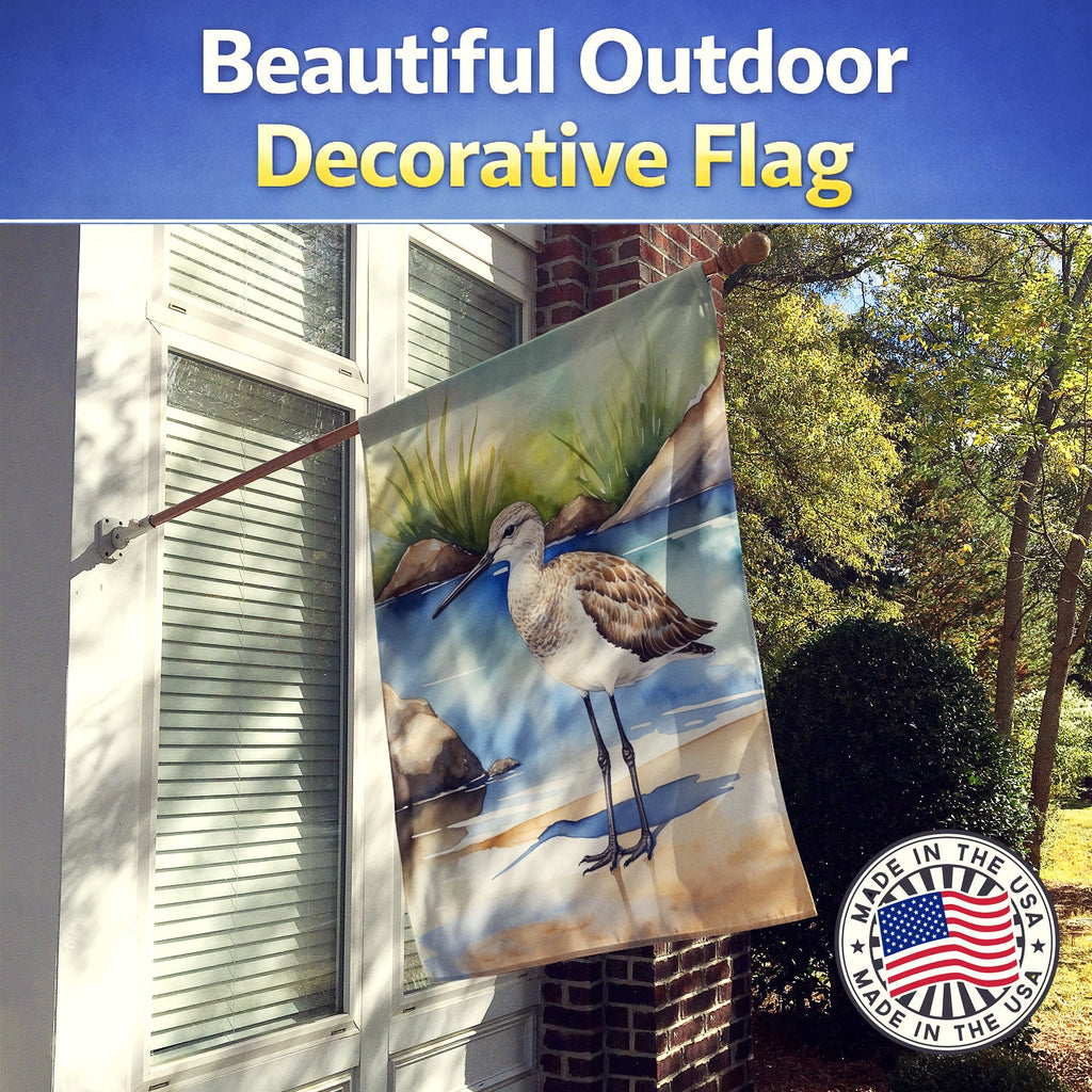 Willet Bird House Flag 28x40 Porch Sleeve Pole Decorative Outside Yard Banner Artwork Wall Hanging, Polyester