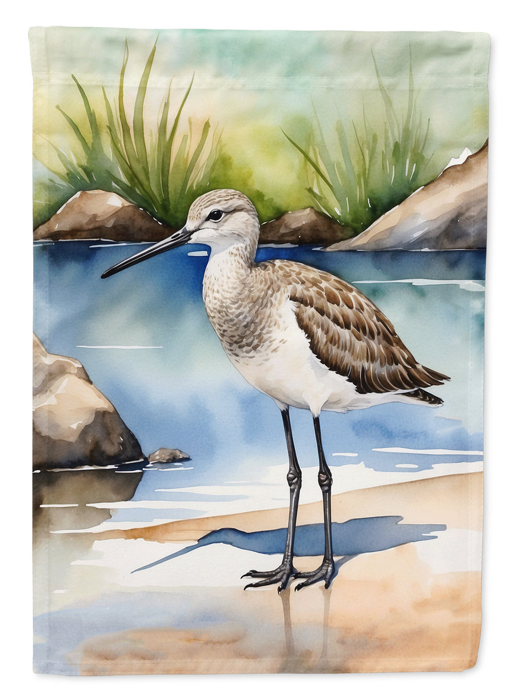 Willet Bird House Flag 28x40 Porch Sleeve Pole Decorative Outside Yard Banner Artwork Wall Hanging, Polyester