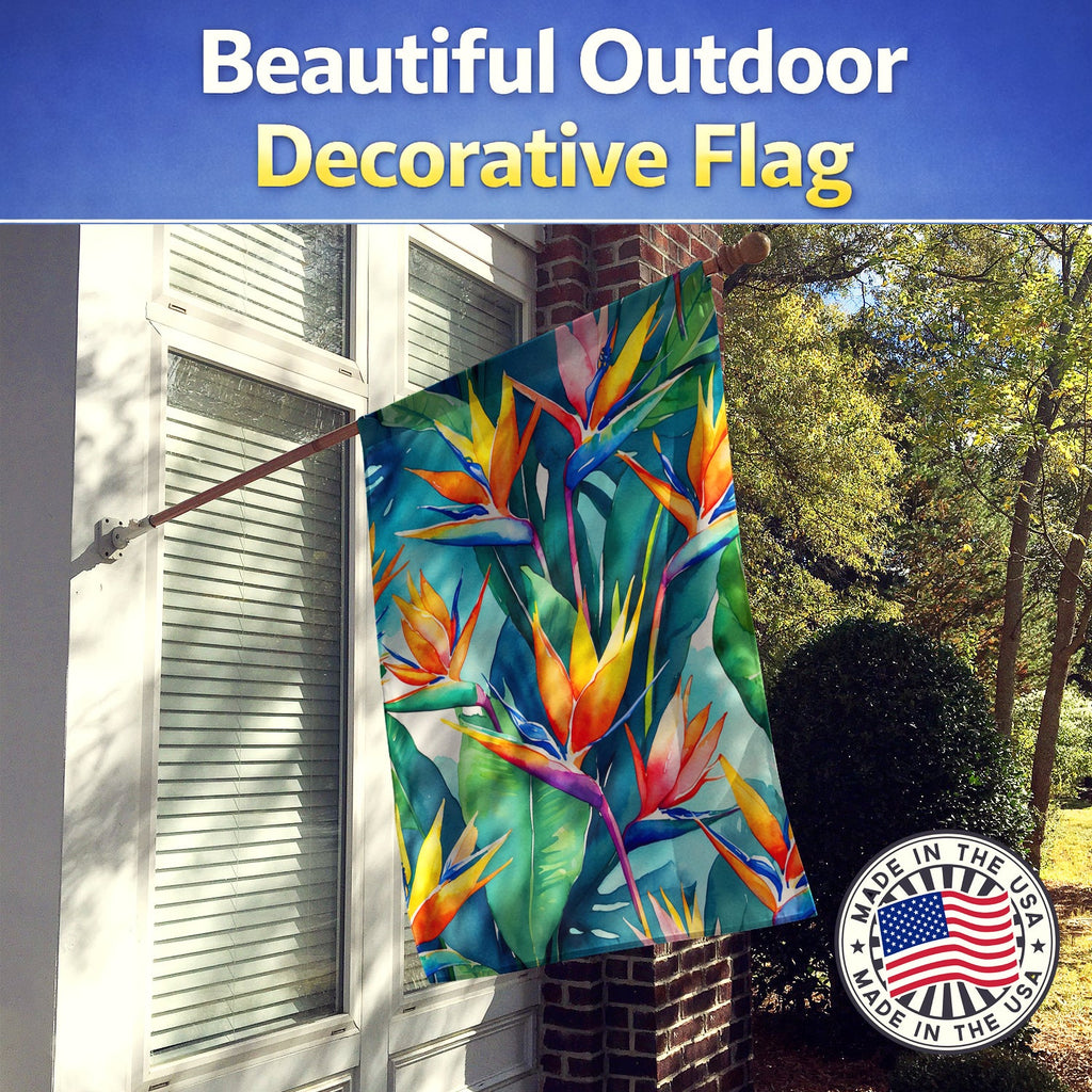 Bird of Paradise House Flag 28x40 Porch Sleeve Pole Decorative Outside Yard Banner Artwork Wall Hanging, Polyester