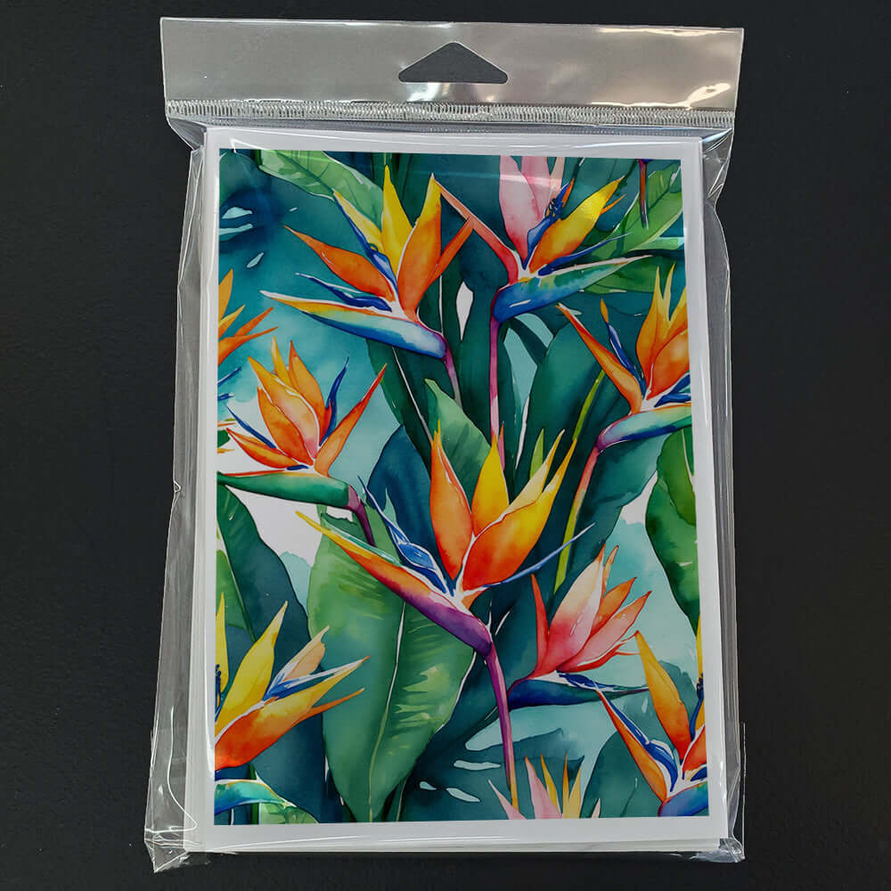 Bird of Paradise Greeting Cards Pack of 8 Blank Cards with Envelopes Whimsical A7 Size 5x7