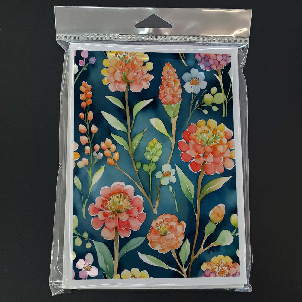 Brunia Flowers Greeting Cards Pack of 8 Blank Cards with Envelopes Whimsical A7 Size 5x7