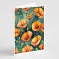 California Poppies Greeting Cards Pack of 8 Blank Cards with Envelopes Whimsical A7 Size 5x7