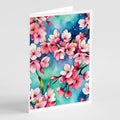 Cherry Blossoms Greeting Cards Pack of 8 Blank Cards with Envelopes Whimsical A7 Size 5x7