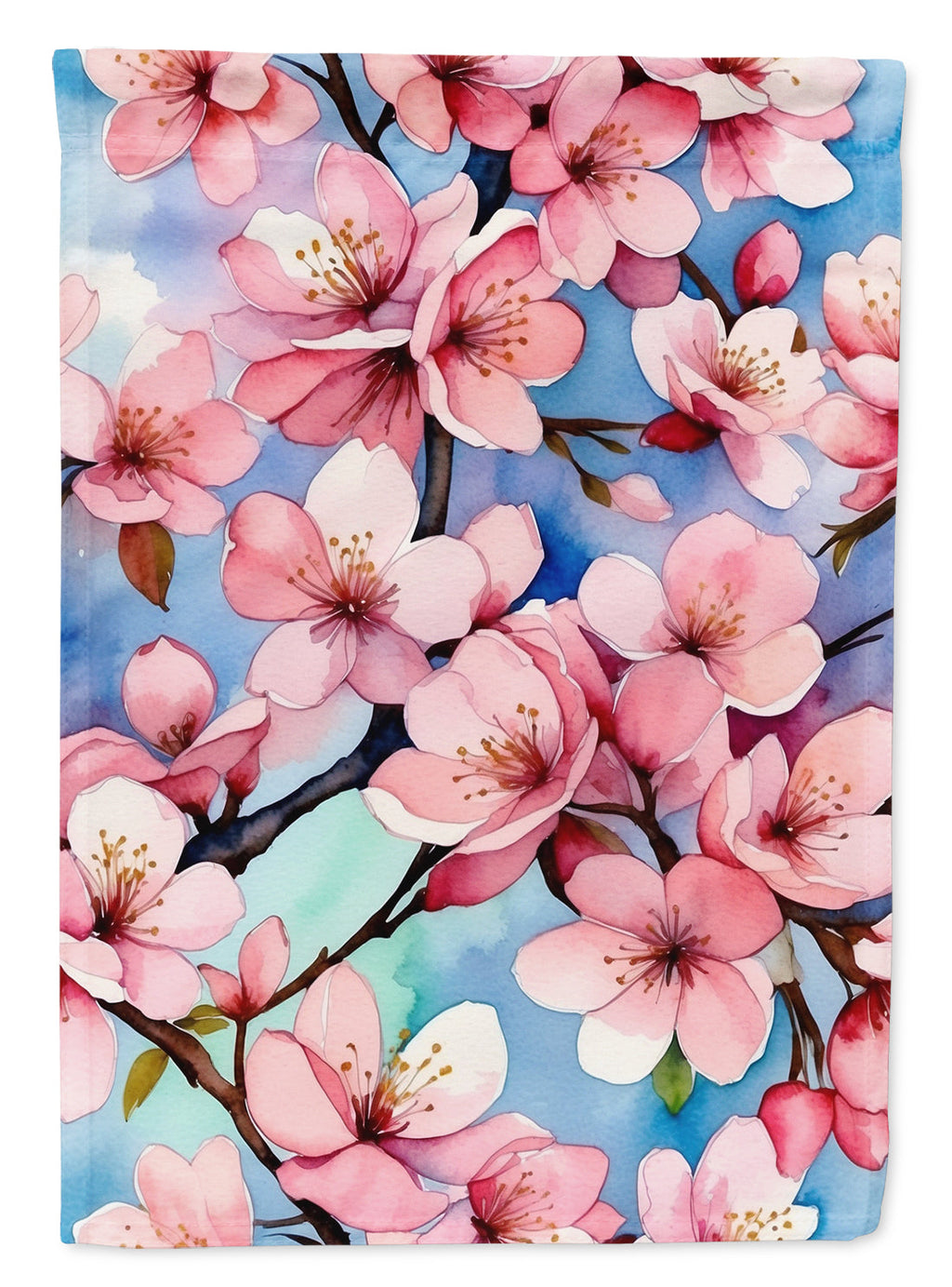 Cherry Blossoms House Flag 28x40 Porch Sleeve Pole Decorative Outside Yard Banner Artwork Wall Hanging, Polyester