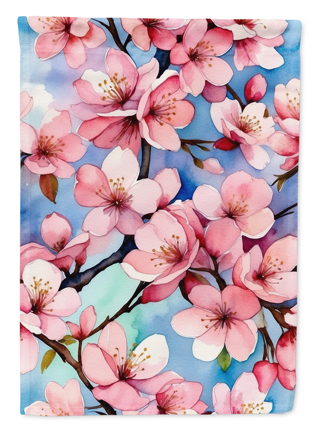 Cherry Blossoms House Flag 28x40 Porch Sleeve Pole Decorative Outside Yard Banner Artwork Wall Hanging, Polyester