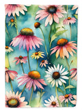 Coneflowers House Flag 28x40 Porch Sleeve Pole Decorative Outside Yard Banner Artwork Wall Hanging, Polyester