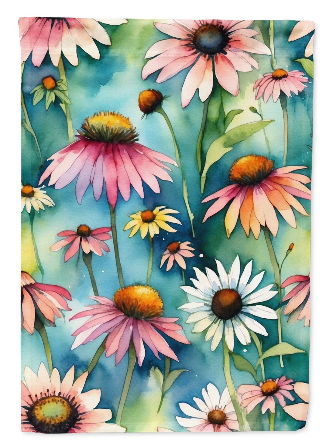 Coneflowers House Flag 28x40 Porch Sleeve Pole Decorative Outside Yard Banner Artwork Wall Hanging, Polyester