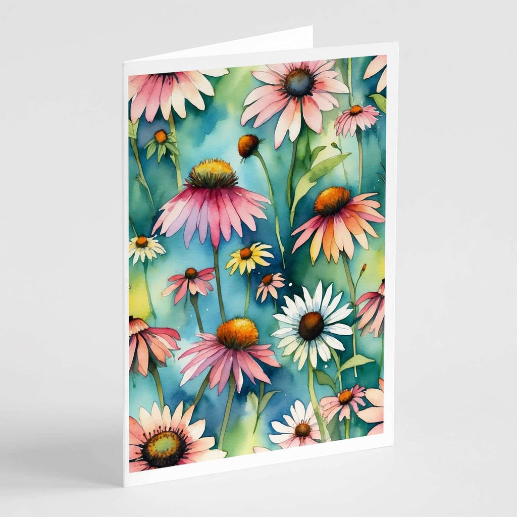 Coneflowers Greeting Cards Pack of 8 Blank Cards with Envelopes Whimsical A7 Size 5x7