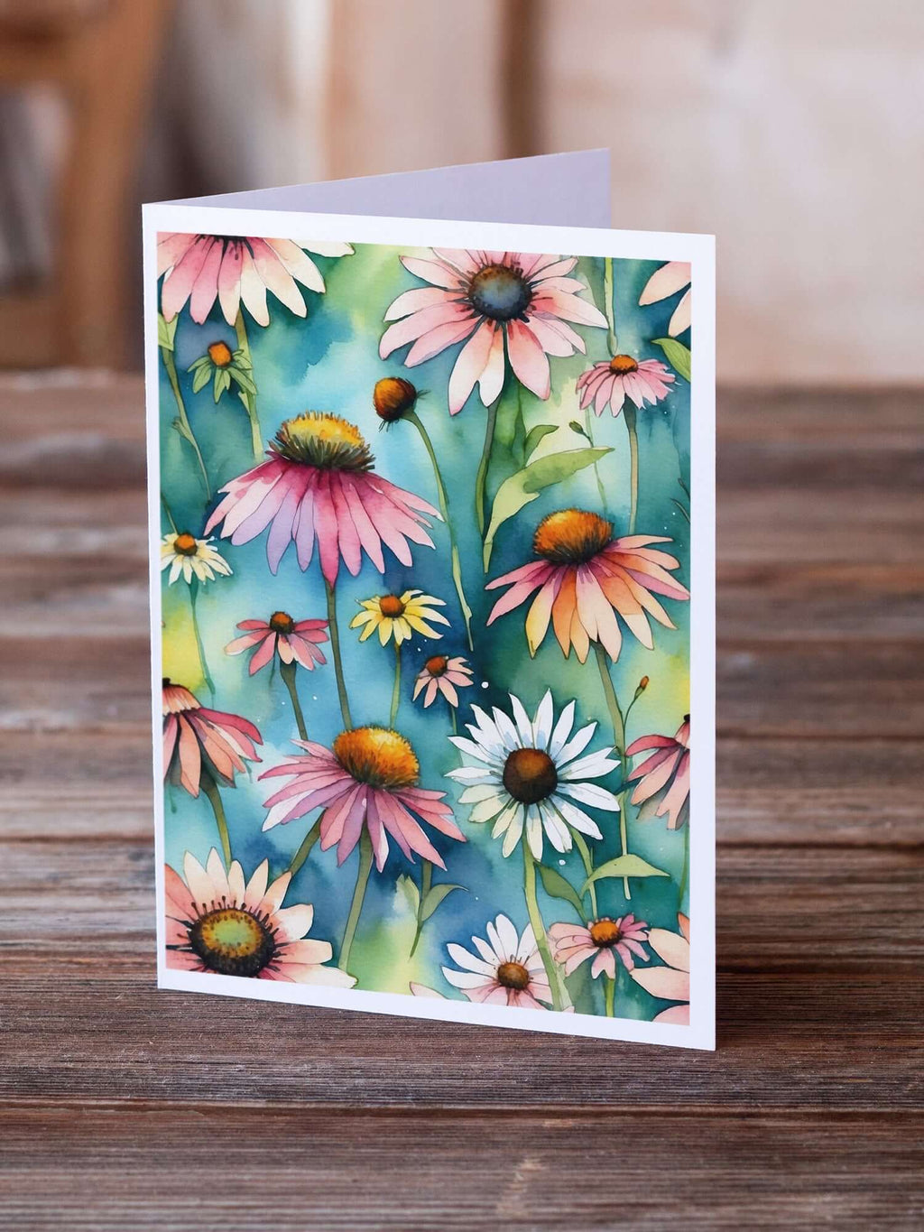 Coneflowers Greeting Cards Pack of 8 Blank Cards with Envelopes Whimsical A7 Size 5x7