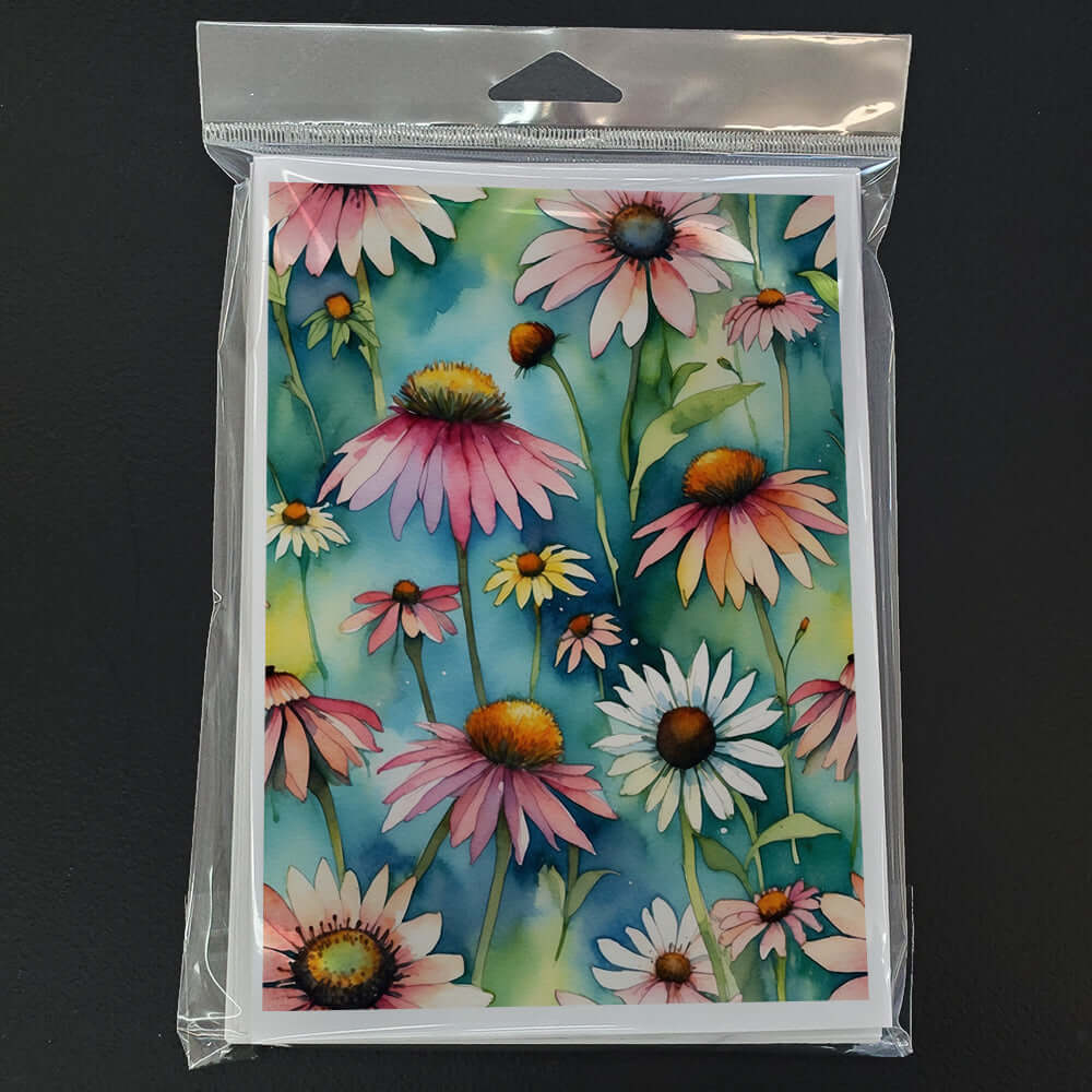 Coneflowers Greeting Cards Pack of 8 Blank Cards with Envelopes Whimsical A7 Size 5x7