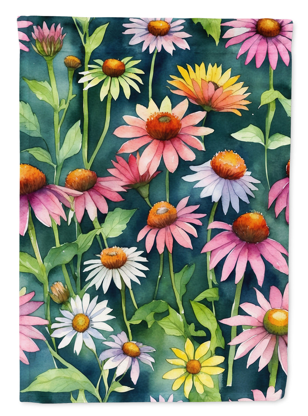Coneflowers House Flag 28x40 Porch Sleeve Pole Decorative Outside Yard Banner Artwork Wall Hanging, Polyester