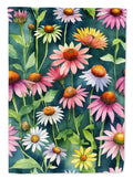 Coneflowers House Flag 28x40 Porch Sleeve Pole Decorative Outside Yard Banner Artwork Wall Hanging, Polyester