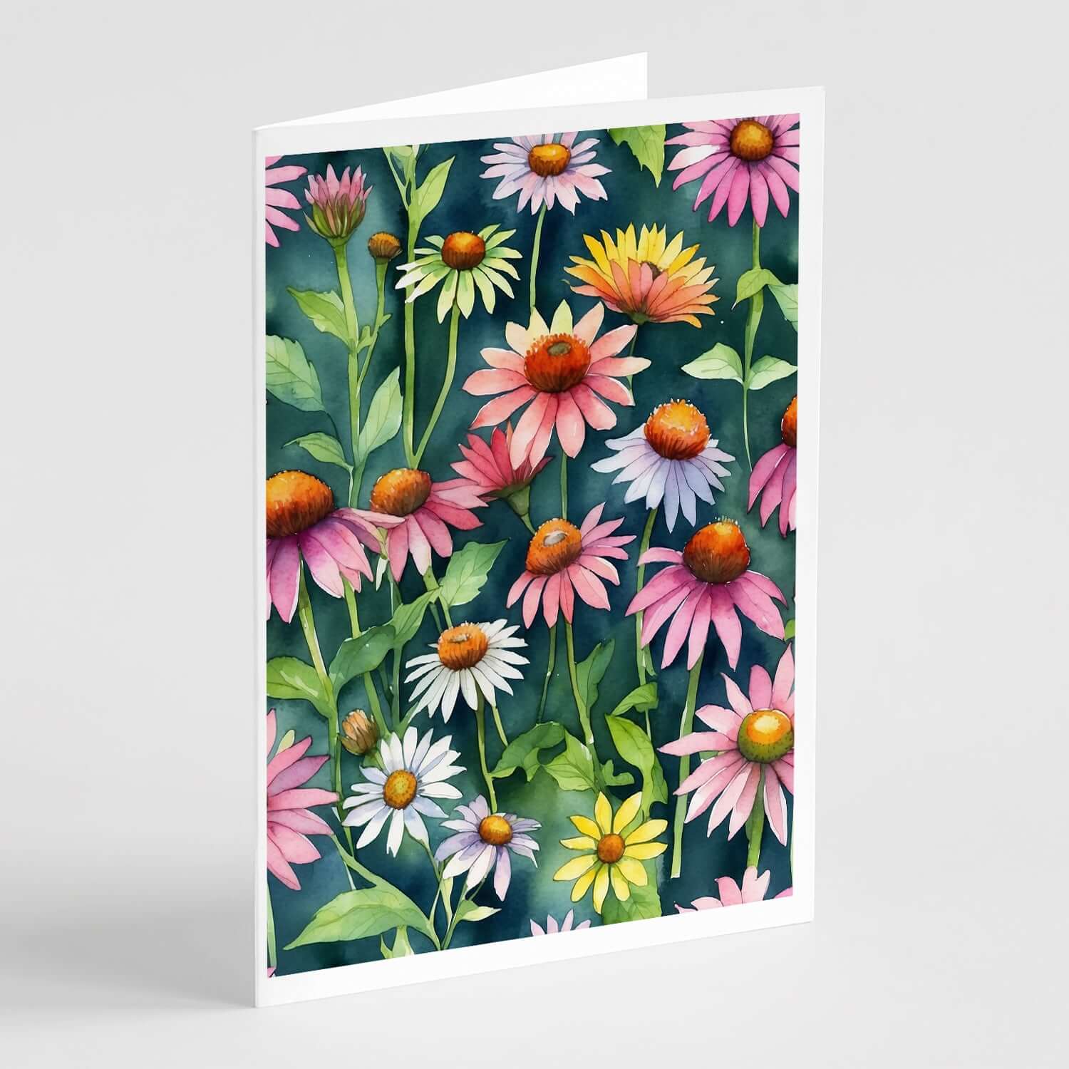 Coneflowers Greeting Cards Pack of 8 Blank Cards with Envelopes Whimsical A7 Size 5x7