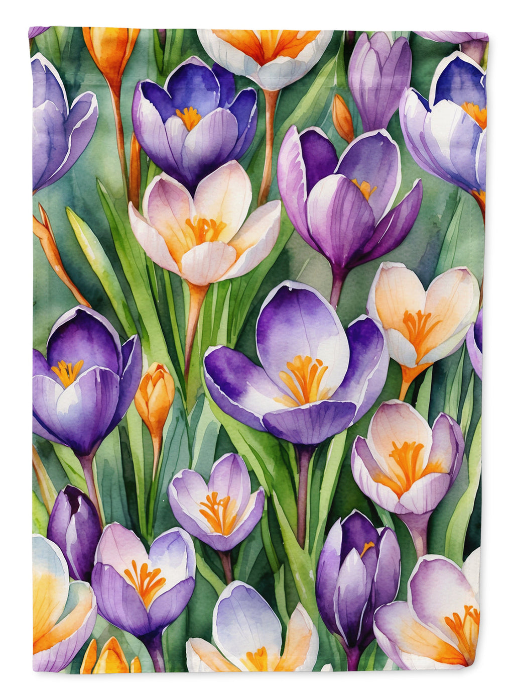 Crocus Flowers House Flag 28x40 Porch Sleeve Pole Decorative Outside Yard Banner Artwork Wall Hanging, Polyester