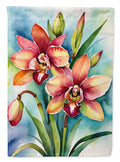Cymbidium Orchids House Flag 28x40 Porch Sleeve Pole Decorative Outside Yard Banner Artwork Wall Hanging, Polyester