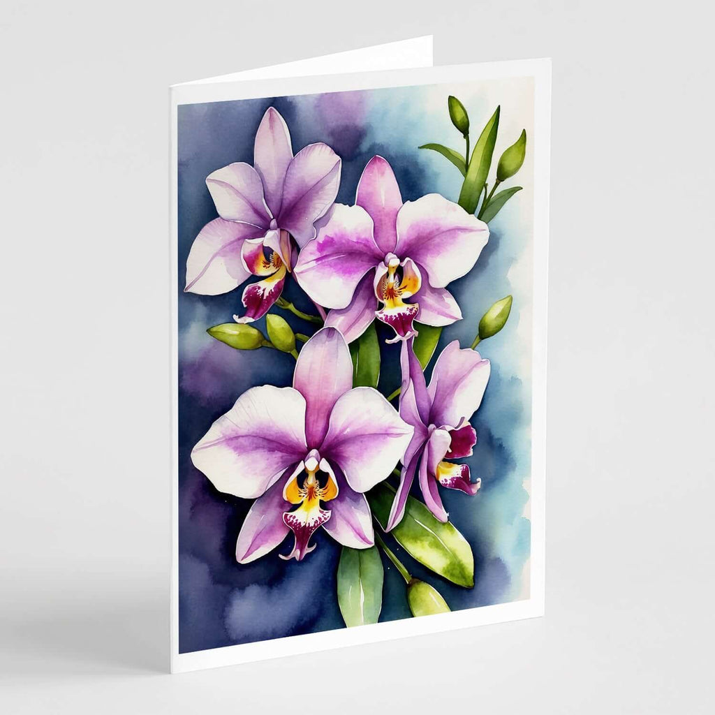 Dendrobium Orchids Greeting Cards Pack of 8 Blank Cards with Envelopes Whimsical A7 Size 5x7