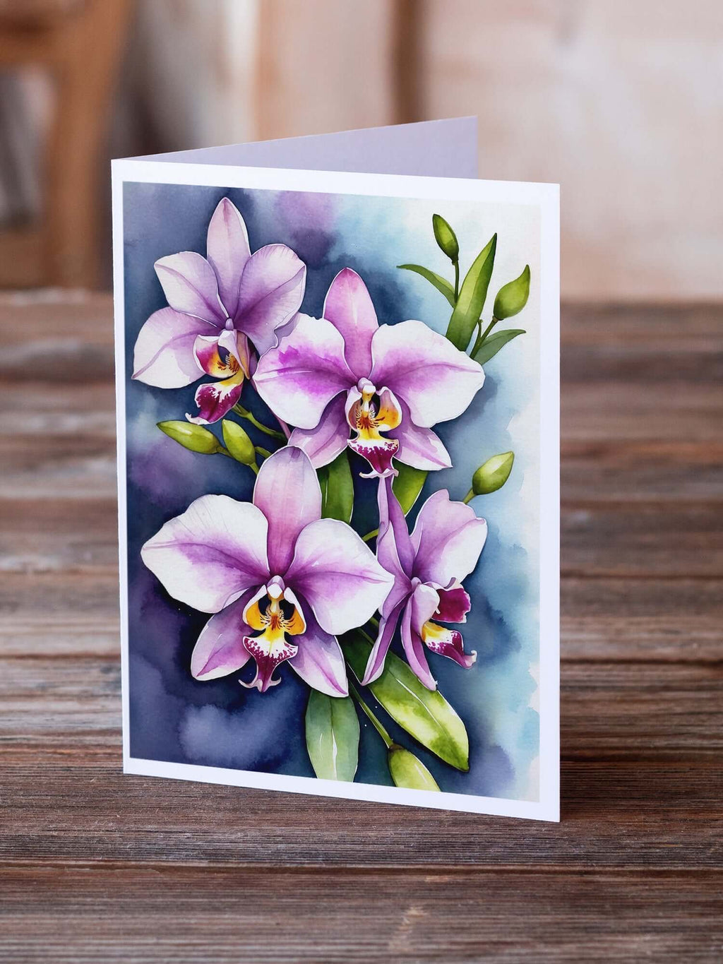 Dendrobium Orchids Greeting Cards Pack of 8 Blank Cards with Envelopes Whimsical A7 Size 5x7