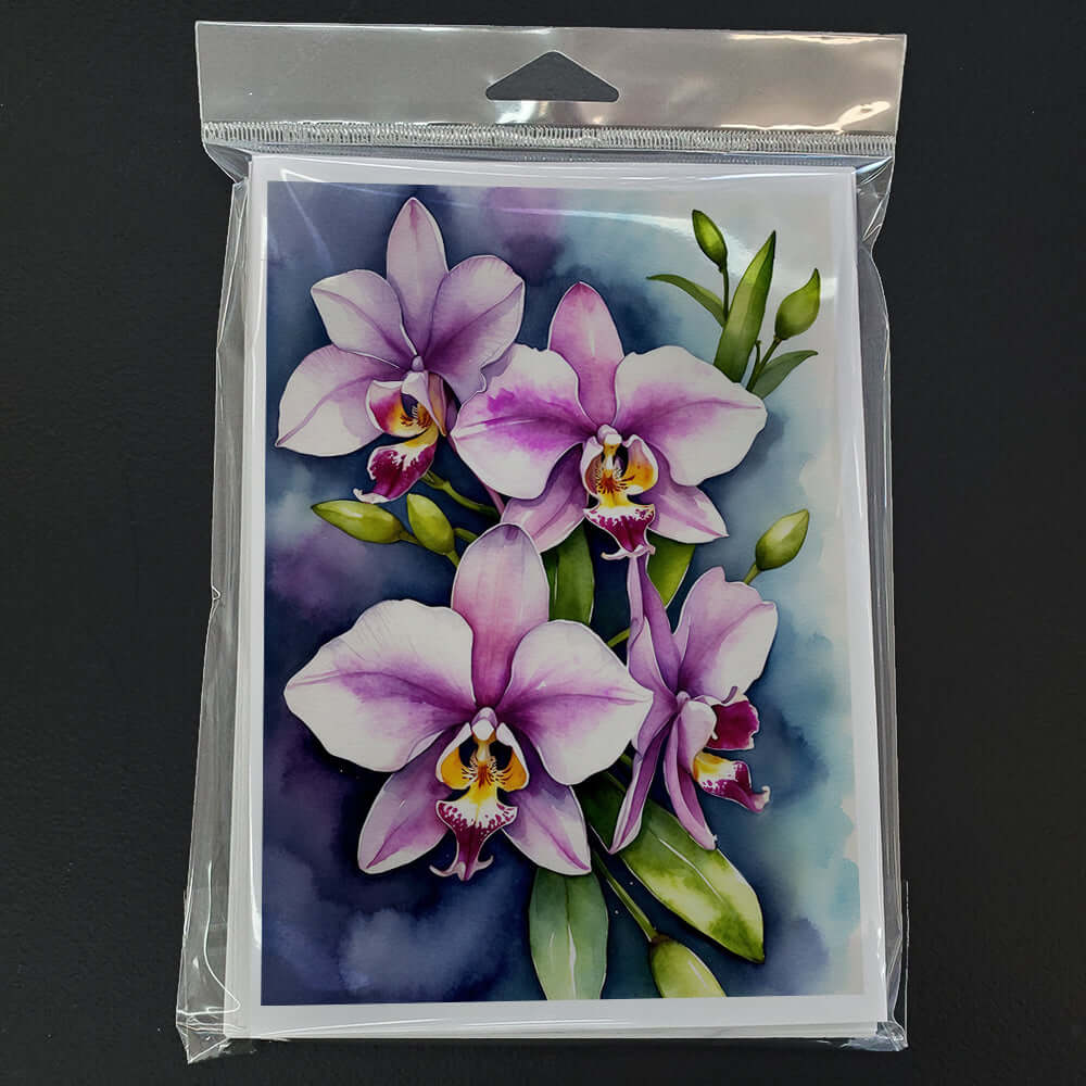 Dendrobium Orchids Greeting Cards Pack of 8 Blank Cards with Envelopes Whimsical A7 Size 5x7