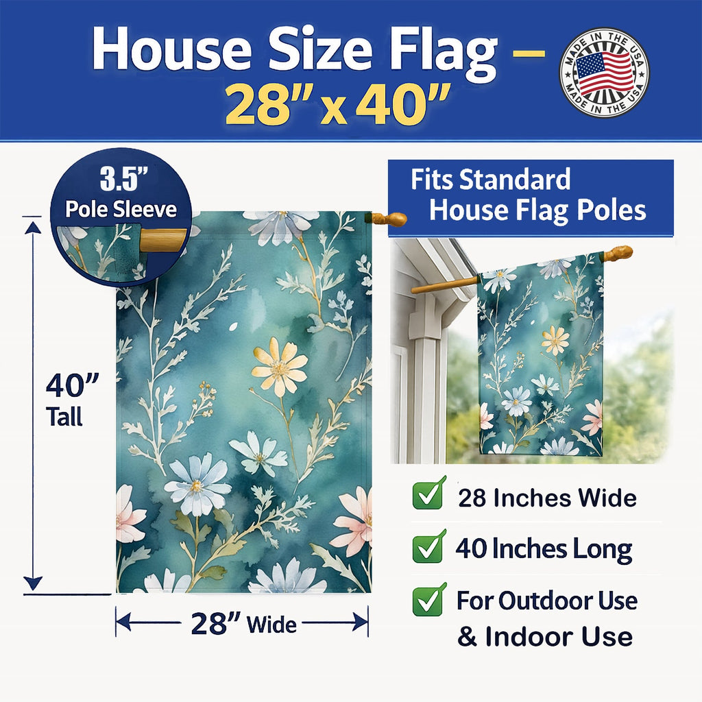 Dusty Miller House Flag 28x40 Porch Sleeve Pole Decorative Outside Yard Banner Artwork Wall Hanging, Polyester