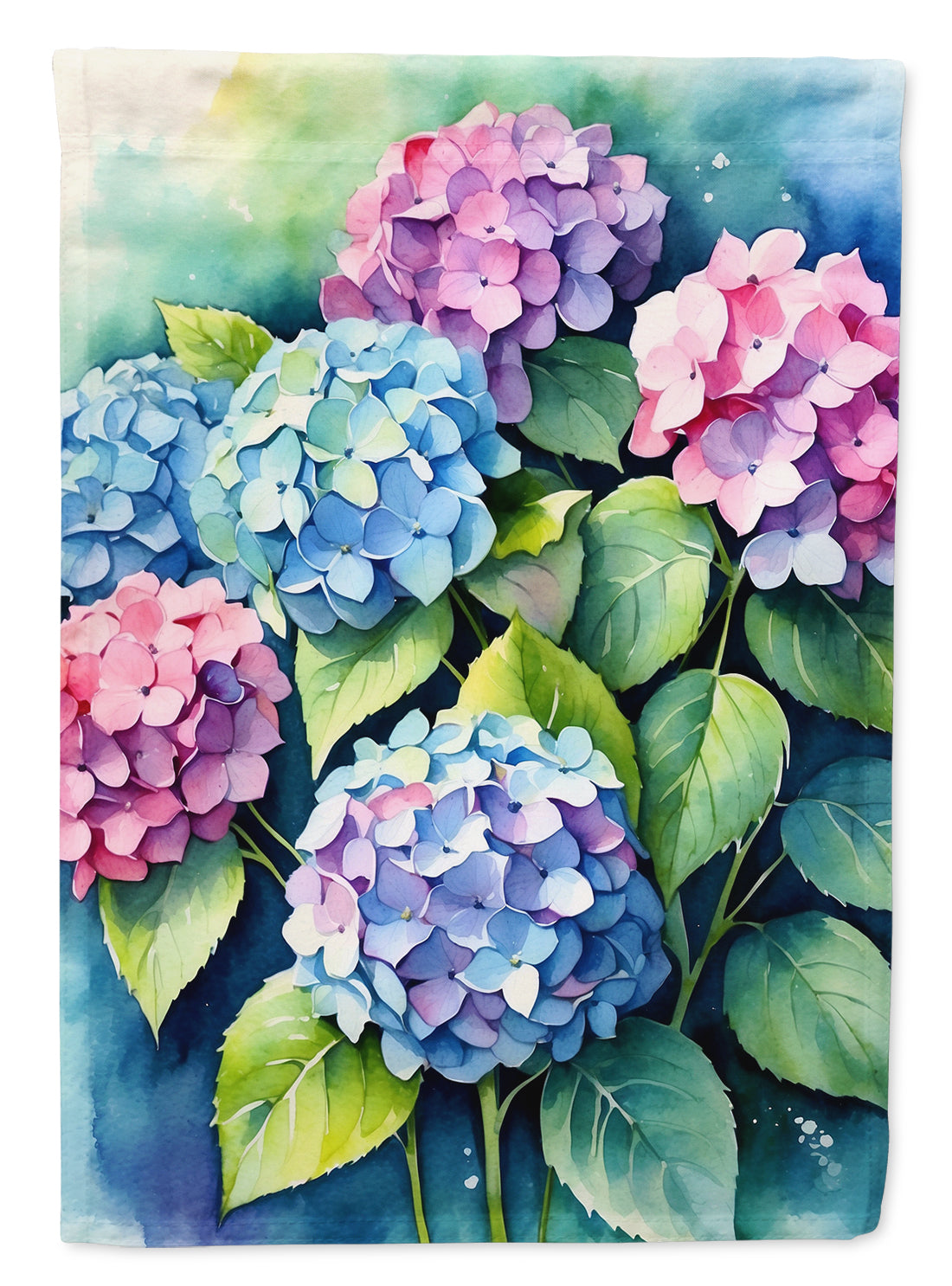 Hydrangeas House Flag 28x40 Porch Sleeve Pole Decorative Outside Yard Banner Artwork Wall Hanging, Polyester