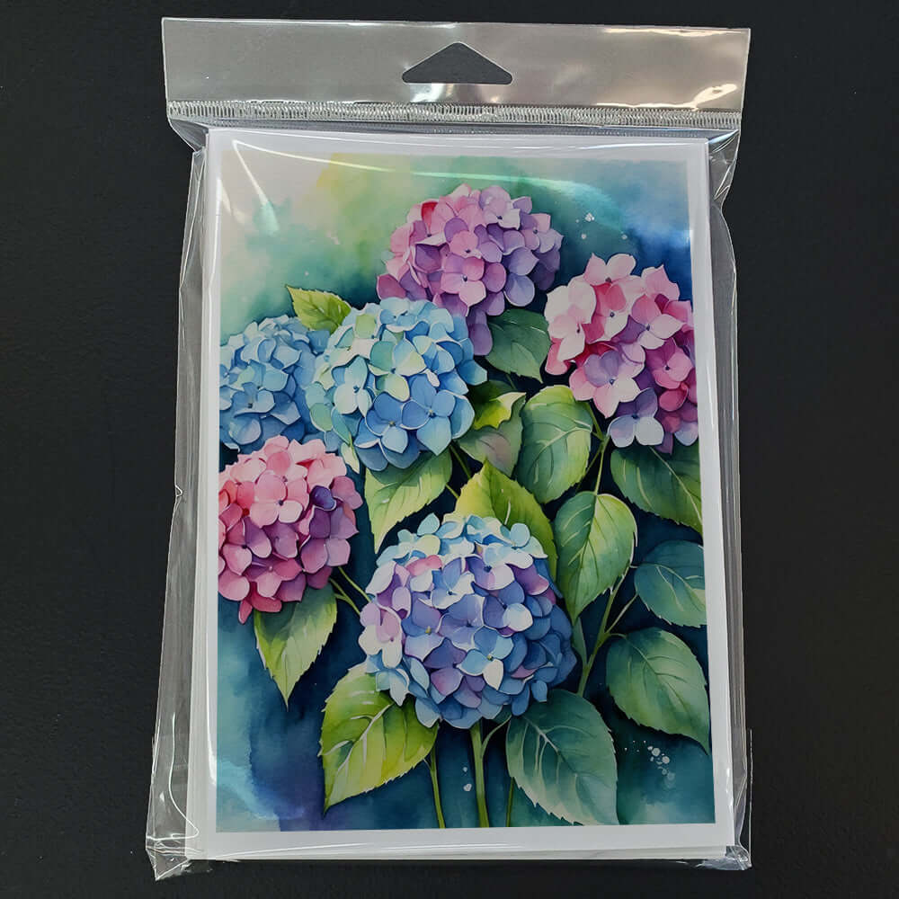 Hydrangeas Greeting Cards Pack of 8 Blank Cards with Envelopes Whimsical A7 Size 5x7