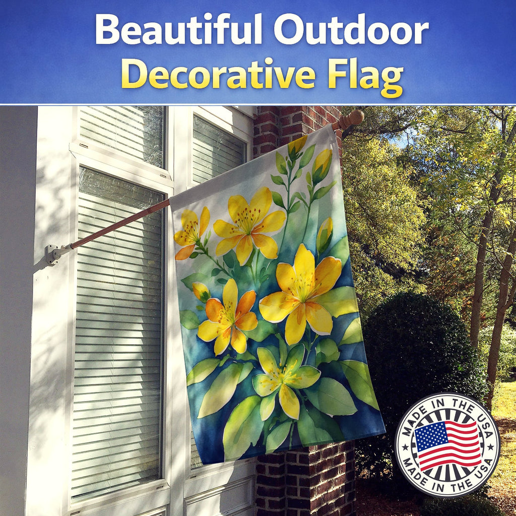 Hypericum or St. John’s Wort House Flag 28x40 Porch Sleeve Pole Decorative Outside Yard Banner Artwork Wall Hanging, Polyester