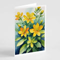 Hypericum or St. John’s Wort Greeting Cards Pack of 8 Blank Cards with Envelopes Whimsical A7 Size 5x7