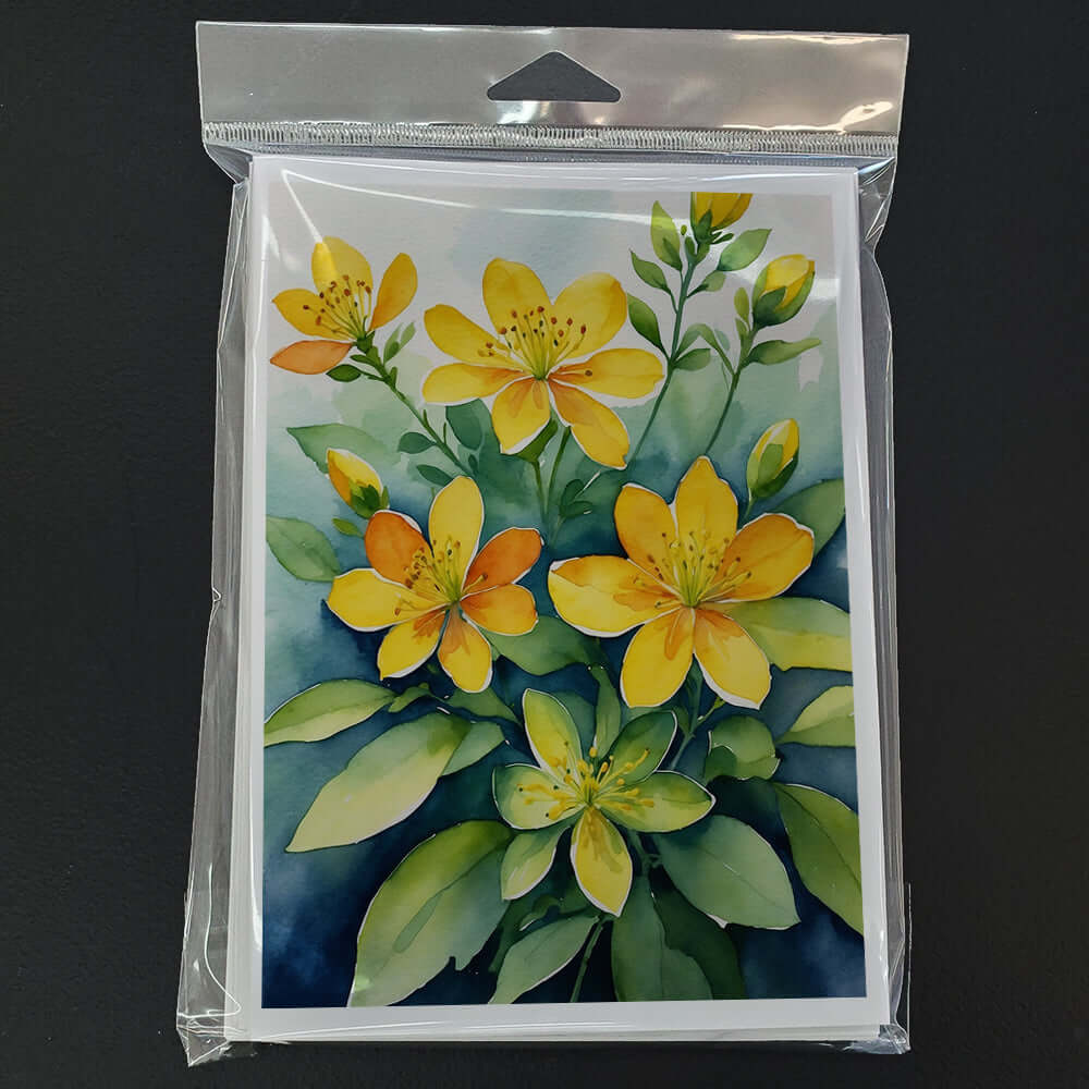 Hypericum or St. John’s Wort Greeting Cards Pack of 8 Blank Cards with Envelopes Whimsical A7 Size 5x7