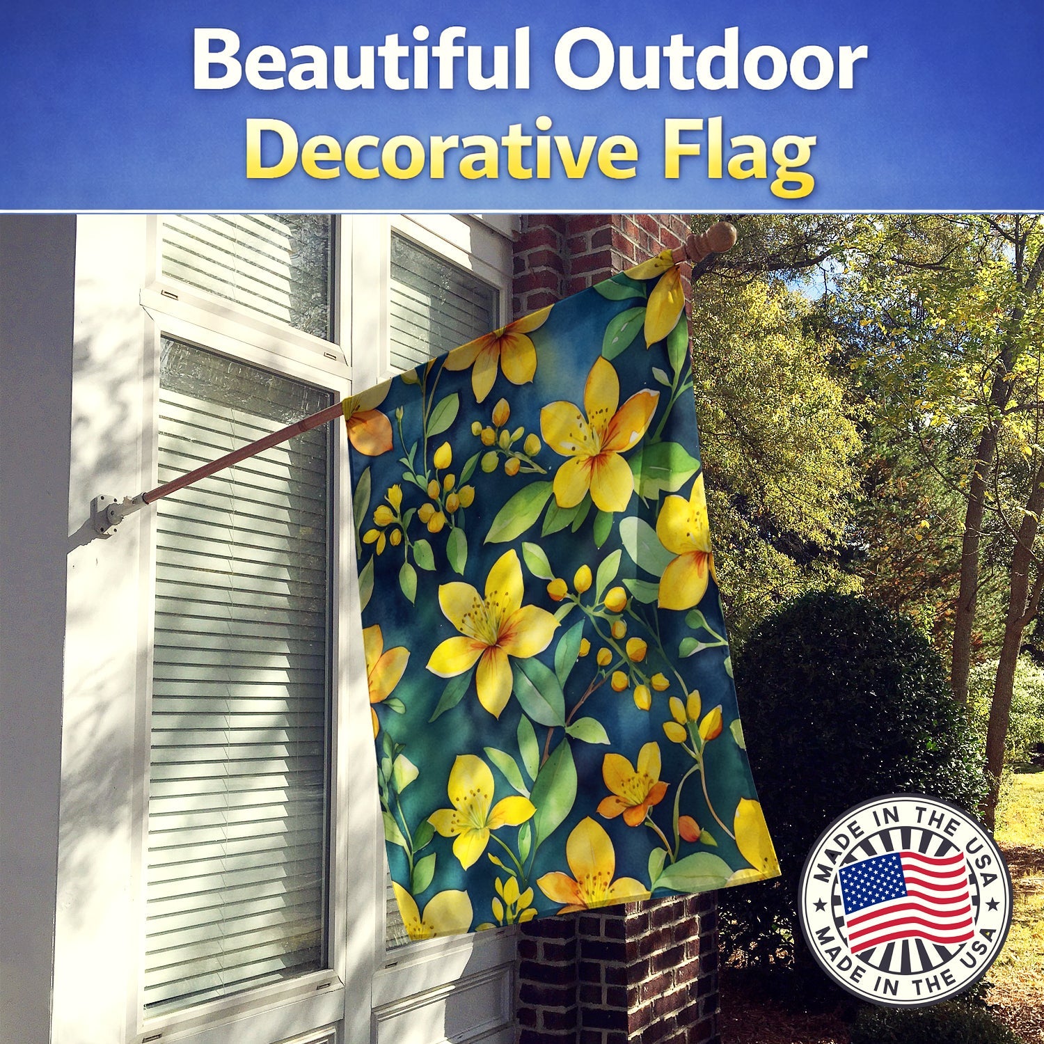Hypericum or St. John’s Wort House Flag 28x40 Porch Sleeve Pole Decorative Outside Yard Banner Artwork Wall Hanging, Polyester