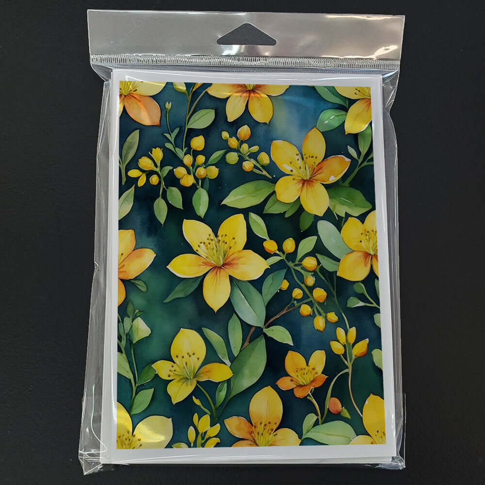 Hypericum or St. John’s Wort Greeting Cards Pack of 8 Blank Cards with Envelopes Whimsical A7 Size 5x7
