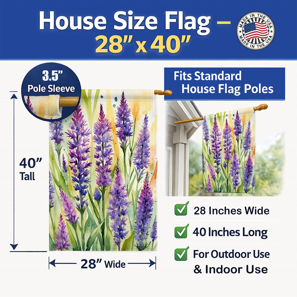 Liatris Flowers House Flag 28x40 Porch Sleeve Pole Decorative Outside Yard Banner Artwork Wall Hanging, Polyester