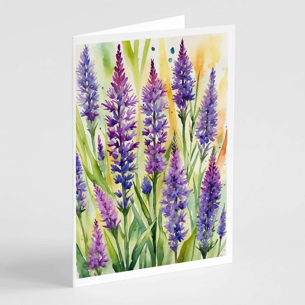 Liatris Flowers Greeting Cards Pack of 8 Blank Cards with Envelopes Whimsical A7 Size 5x7